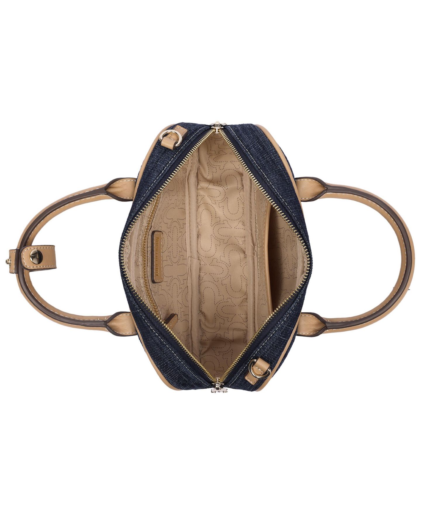 Женская сумка True Religion Bentley Denim and PU Mini Satchel - Top Handle Crossbody Handbag with Chain Detail, цвет: Рыжевато-коричневый — фото 6