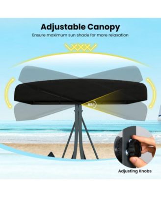 3-Person Canopy Porch Swing with Stand, Wicker Seat Back, 1000 lbs Capacity, 75.5 x 65 in