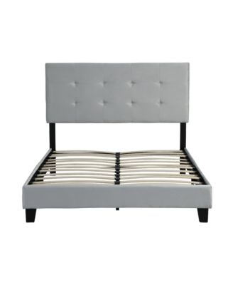 Queen Size Upholstered Platform Bed Frame with pull point Tufted Headboard