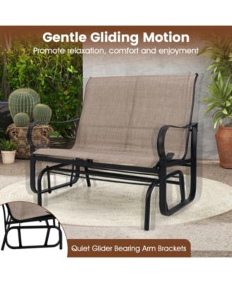 2-Person Outdoor Glider Bench with High Backrest and Metal Frame