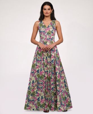 Women’s Floral Jacquard V-Neck Dress