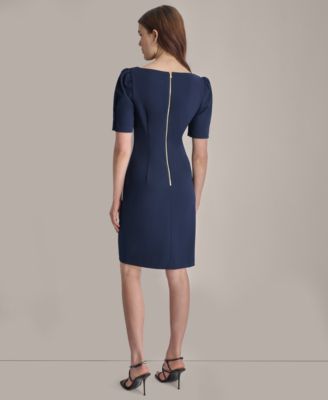 dkny ruched sheath dress DKNY Women's Short Sleeve Ruched Solid Sheath Dress