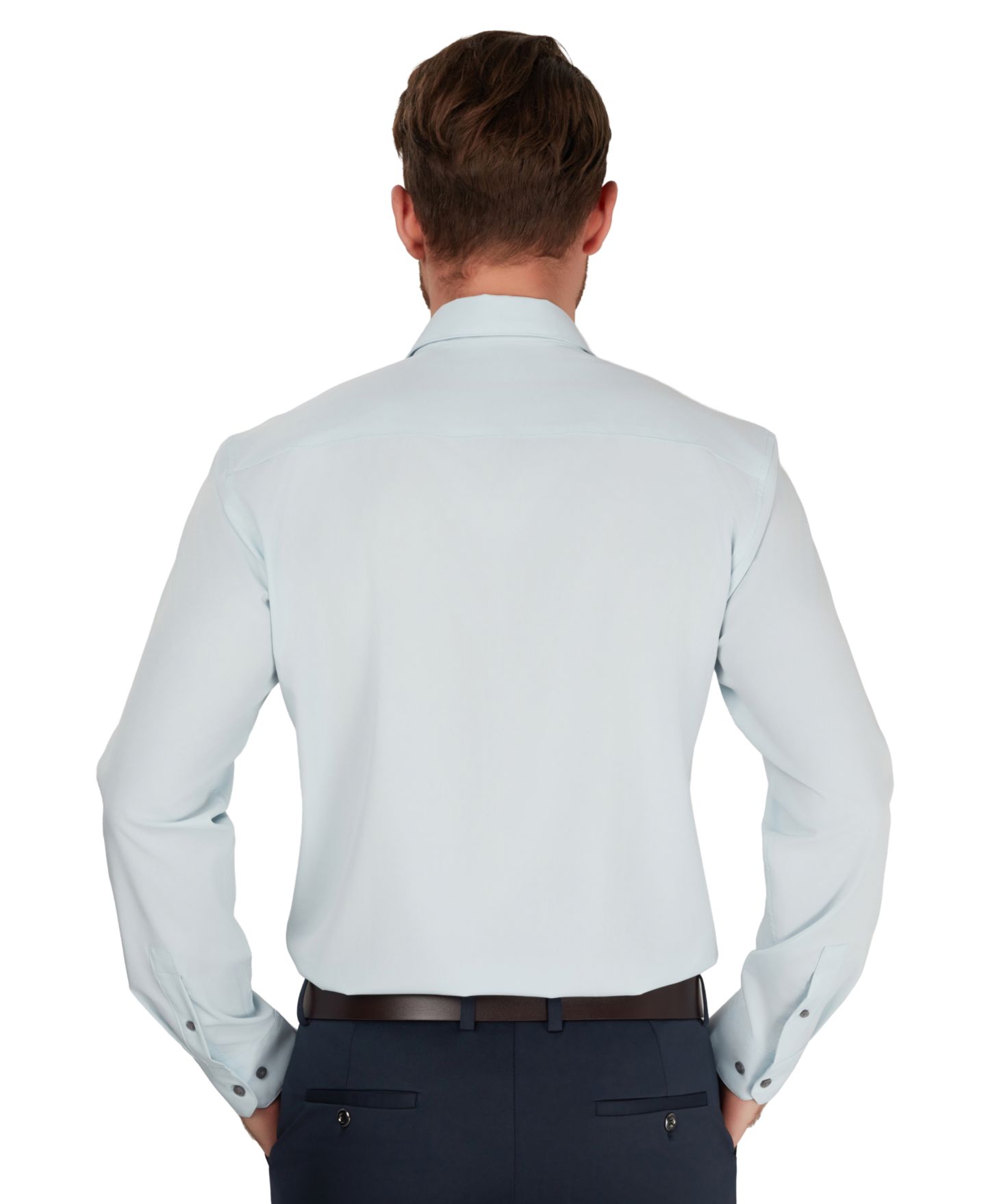 Мужская рубашка Alfani Slim-Fit Performance Solid Dress Shirt, цвет: Синий, вариант 1 — фото 6
