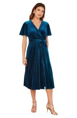 Women's Velvet Split Hem Midi Dress