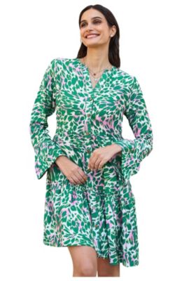 Women's Ikat Print 3/4 Sleeve Tunic Dress