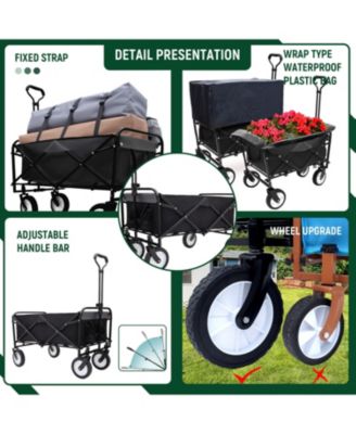 360lbs Collapsible Storage Wagon Utility Carts with Strapping System, 3-Piece Liner
