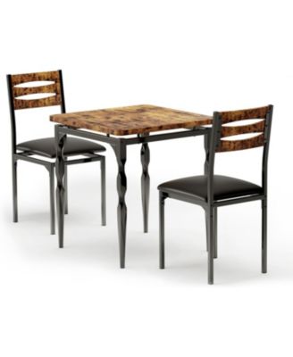 3-Piece Dining Table Set for 2 with Spiral Legs, for Small Kitchens and Apartments