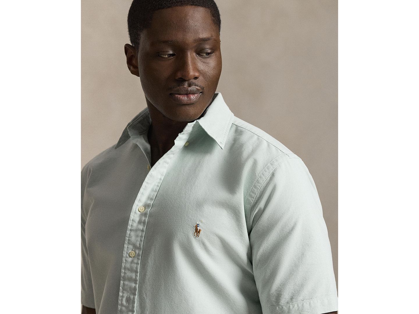 Мужская рубашка Polo Ralph Lauren Big & Tall The Iconic Mesh, цвет: Выцветший мятный — фото 3