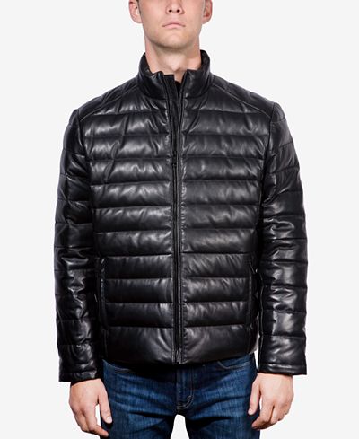 Boston Harbour Men's Packable Leather Puffer Jacket