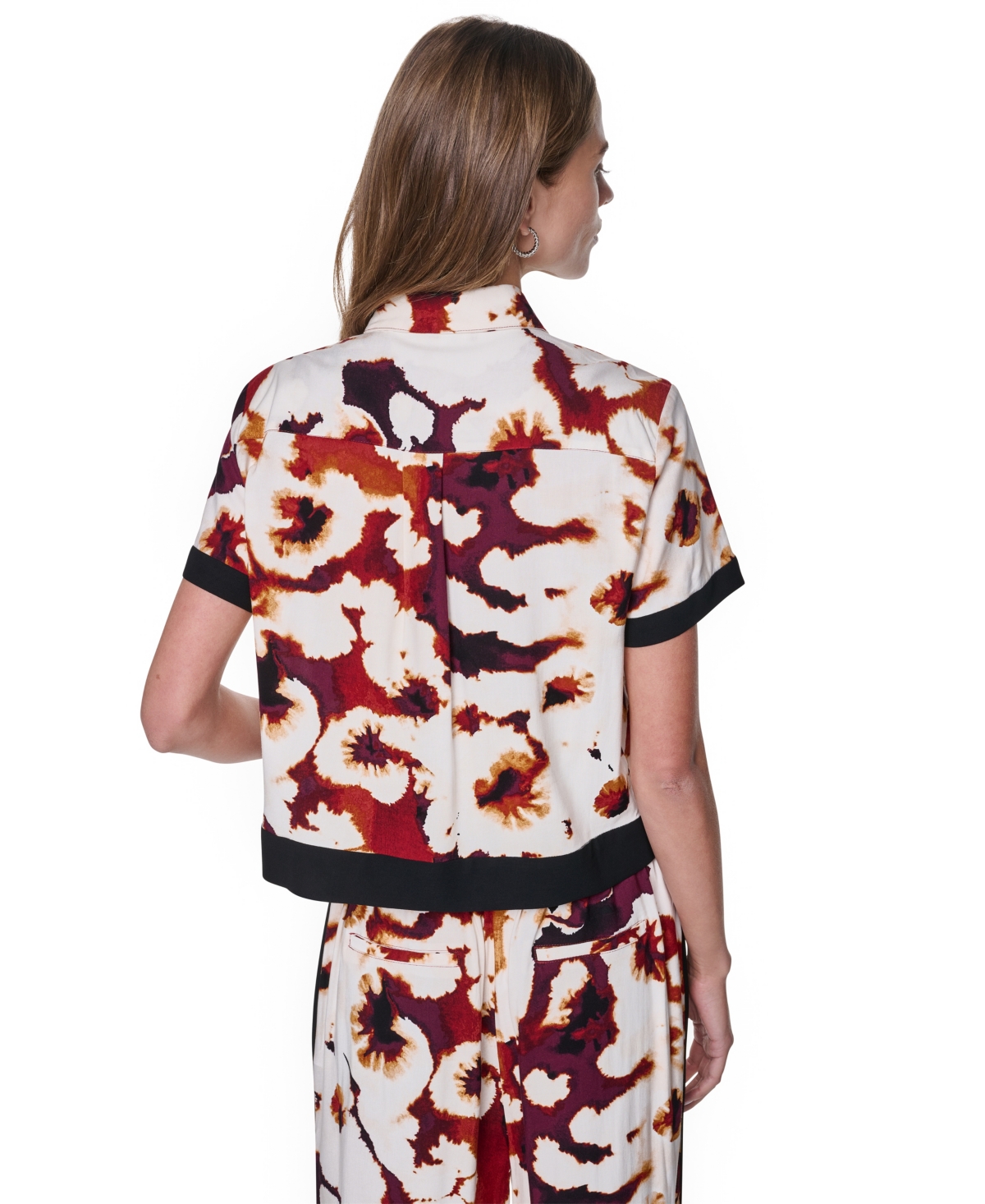 Dkny Women's Printed Short-Sleeve Camp Shirt