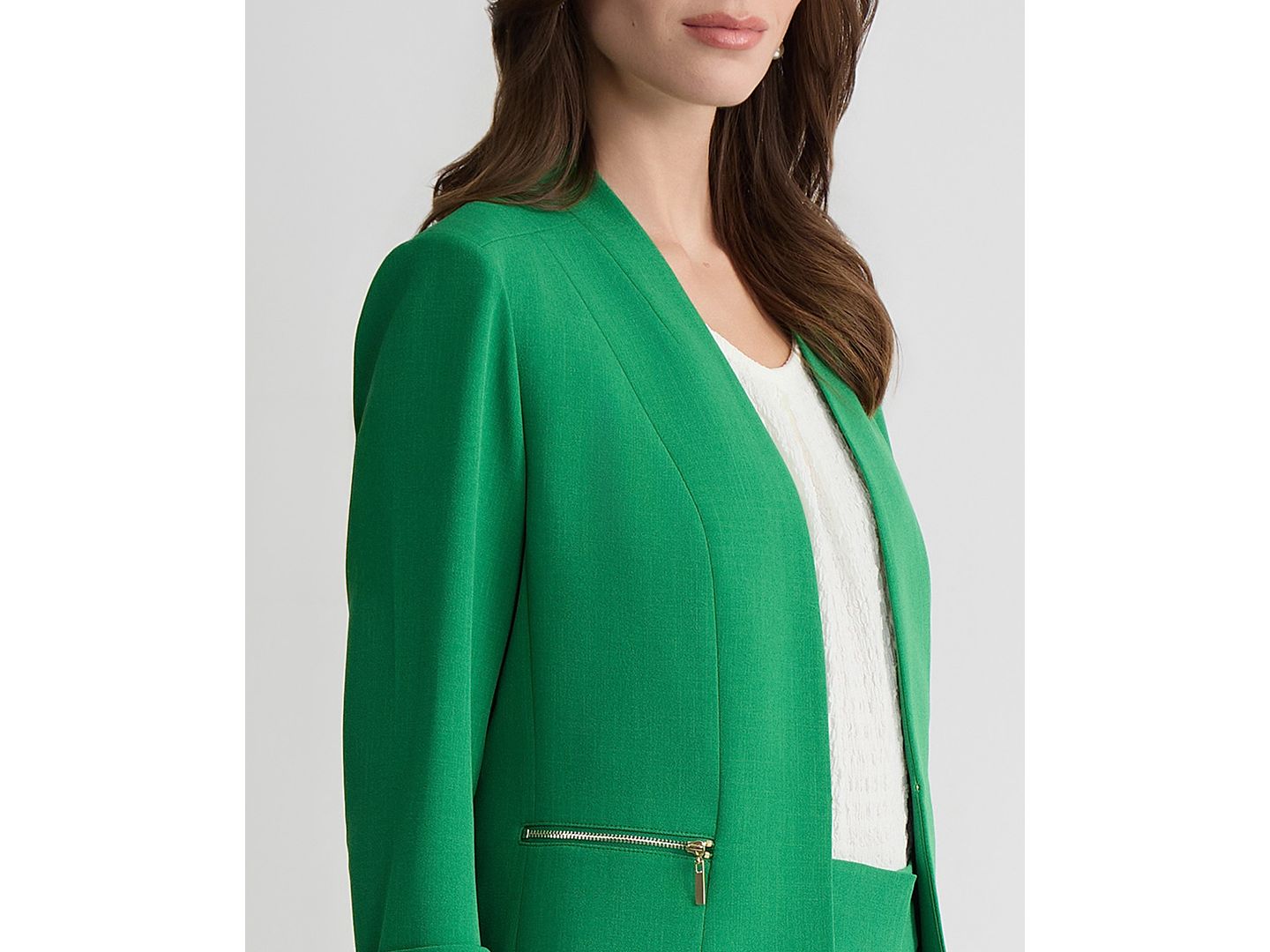 Женский пиджак Kasper Petite Zip-Pocket 3/4-Sleeve Blazer, цвет: Зелёный — фото 4