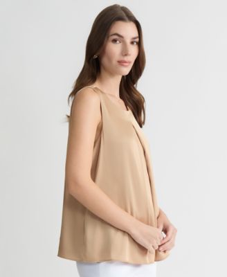 Women's Sleeveless Pleated Satin Top