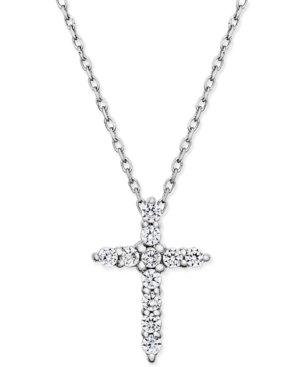 image of Diamond Cross Pendant Necklace (1/4 ct. t.w.) in 14k White Gold