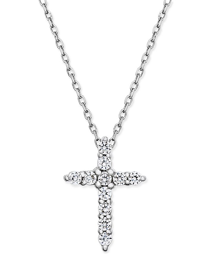 Macy's - Diamond Cross Pendant Necklace (1/4 ct. t.w.) in 14k White Gold