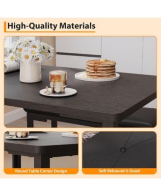 3-Piece Kitchen Dining Set for 4 with 2 Upholstered Benches, Space-Saving for Breakfast Nooks and Small Spaces