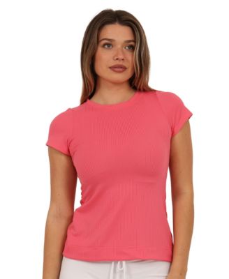 Women's Ribbed Knit Short-Sleeve Top