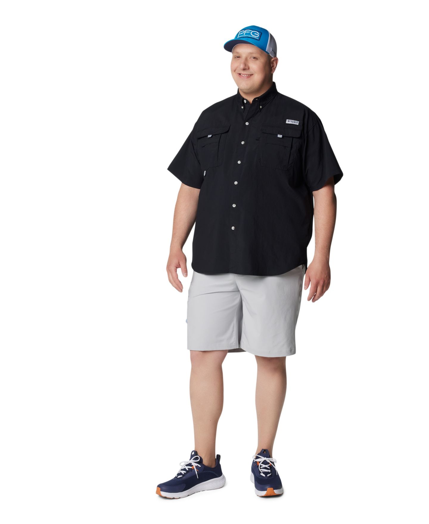 Мужская рубашка Columbia Big & Tall Bahama II Short Sleeve, цвет: Чёрный — фото 2