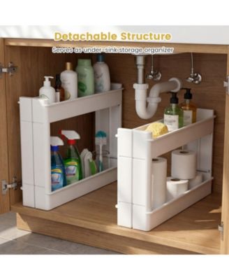 4-Tier Multifunctional Slim PP Storage Trolley with Ventilated Trays