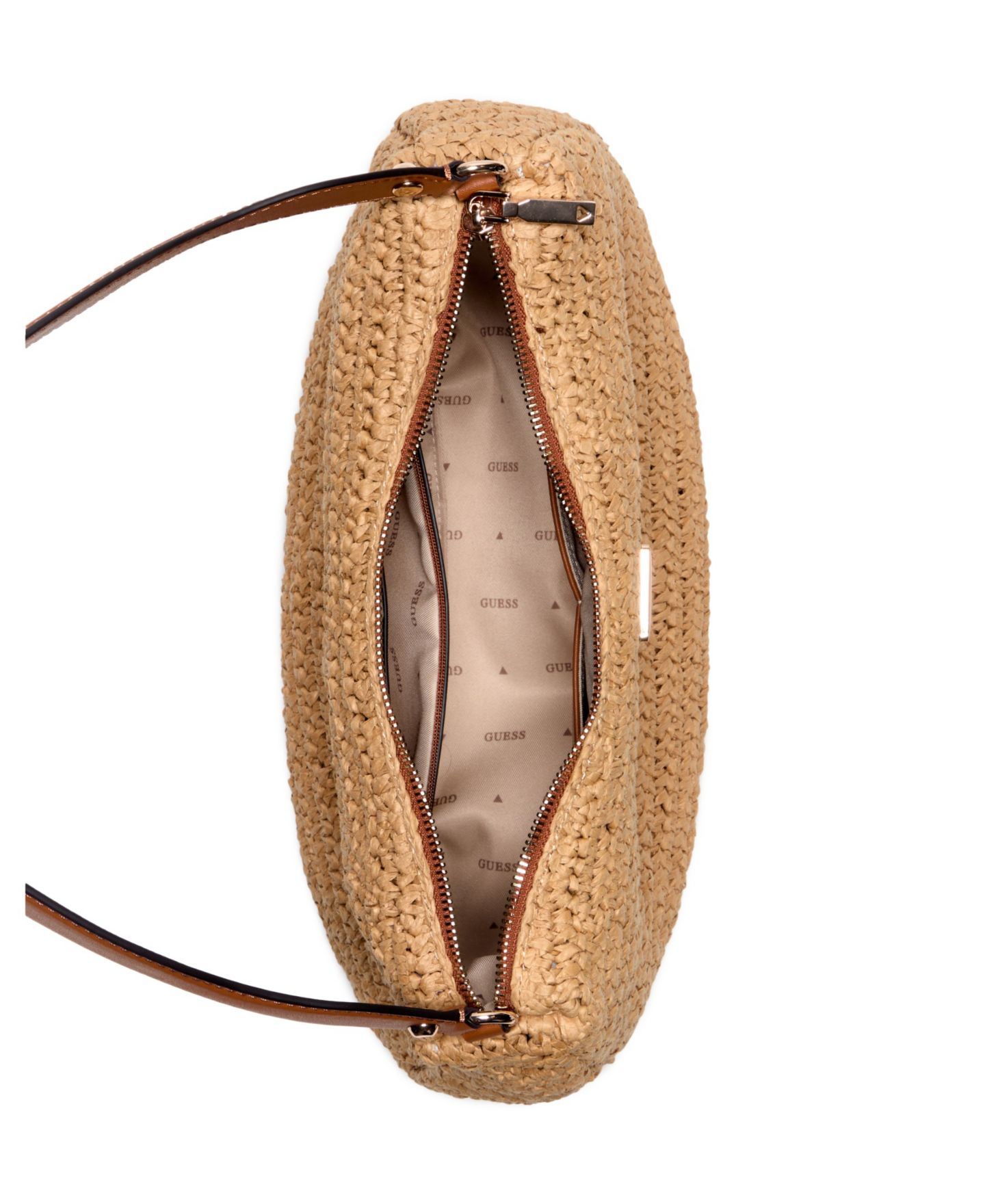 Женская сумка GUESS Ofelia Hobo Large Shoulder Handbag, цвет: Коричневый / Натуральный — фото 4