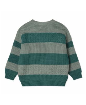 Little Boys Little/ 2-Tone Striped Cotton Rich Knit Pullover Sweater
