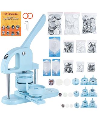 3 in 1 Button Maker Machine, 25/32/58mm Pin Press Kit with 300 Button Parts, Arc Handle, Panda Magic Book, DIY Craft Set for Kids