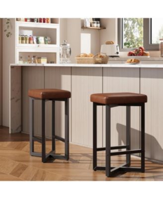 Dining Chair Bar Stools Set of 2 ,Counter Height Backless Barstools for Kitchen Dining Room