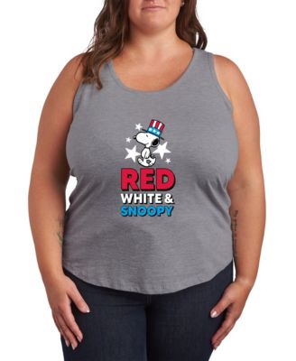 Plus Size Peanuts Red White Snoopy Racerback Graphic Tank Top