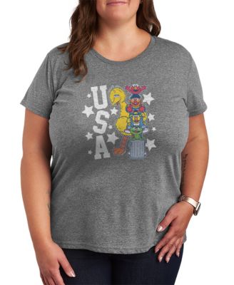Plus Size Sesame Street Elmo and Friends USA Short-Sleeve Graphic T-Shirt