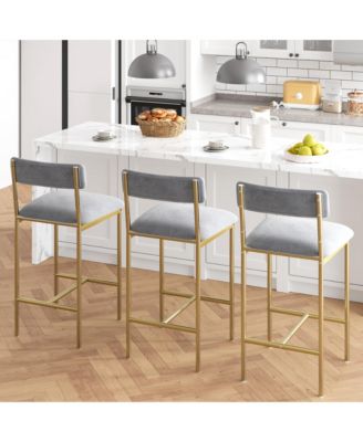 Kitchen Chairs Set of 2, Padded Bar Stools with Backrest for Dining and Bar Area