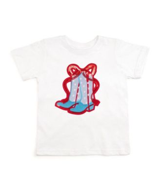 Toddler Girls Patriotic Cowgirl Patch Short Sleeve T-Shirt