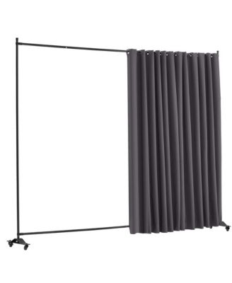 Portable Panel Room Divider with Wheels, Freestanding Curtain Privacy Screen for Office Bedroom Study