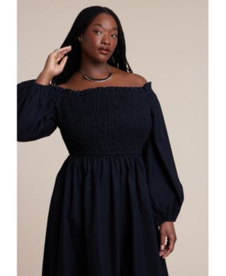 Women's Long Sleeve Smocked Maxi Dress