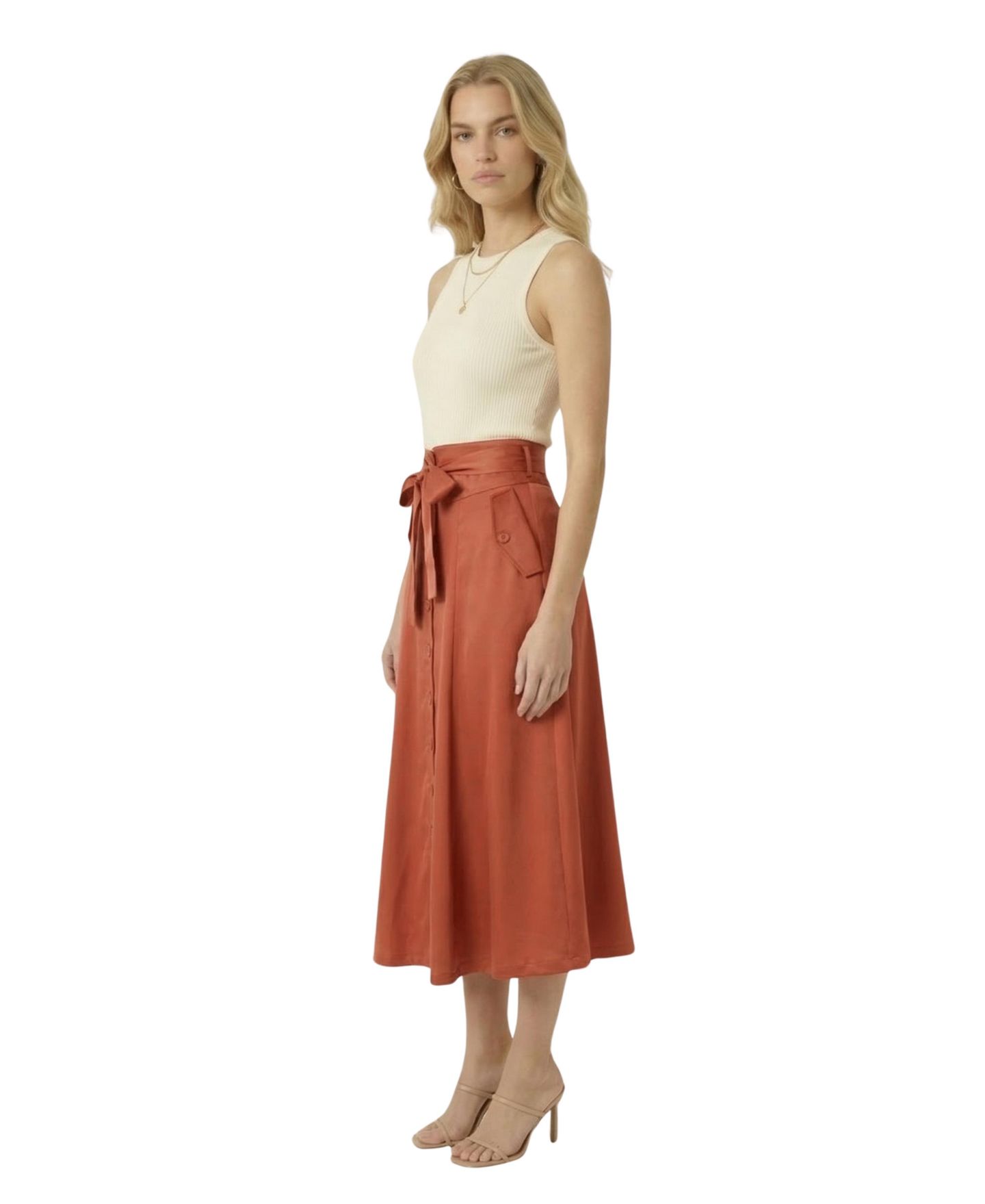 Женская юбка Modenaire Button-Front Waist-Tie Midi — фото 4