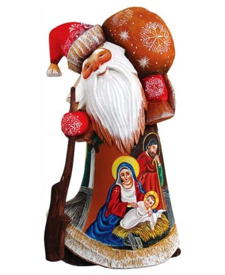 Woodcarved Hand Painted Nativity Santa Figurine