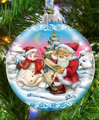 Limited Edition Oversized  Retro Santa List Ball Glass Ornament
