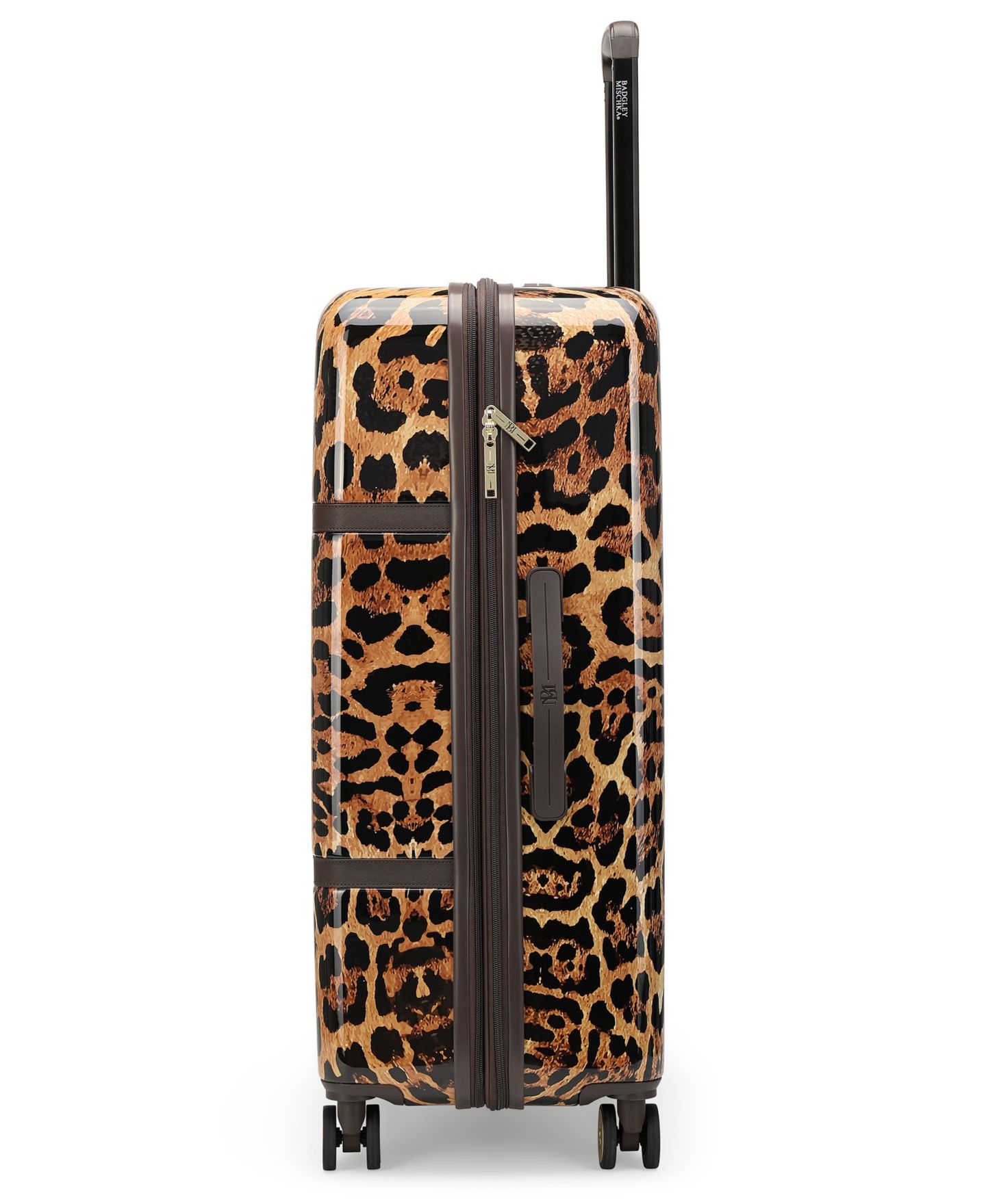 Чемодан Badgley Mischka Leopard Expandable Retro Large Checked Suitcase, цвет: Леопардовый — фото 7