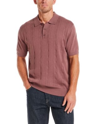 Men's Regular-Fit 100% Cotton Pointelle Sweater-Knit Polo Shirt 