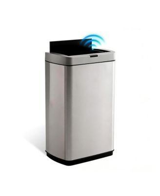 50L / 13 Gallon Butterfly Lid Stainless Steel Touchless Sensor Trash Can with Silent Close for Kitchen