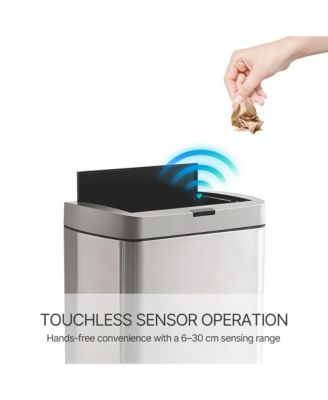 50L / 13 Gallon Butterfly Lid Stainless Steel Touchless Sensor Trash Can with Silent Close for Kitchen