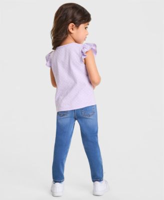 Girls' Toddler 12M-5T Dot-Print Tie-Front T-Shirt