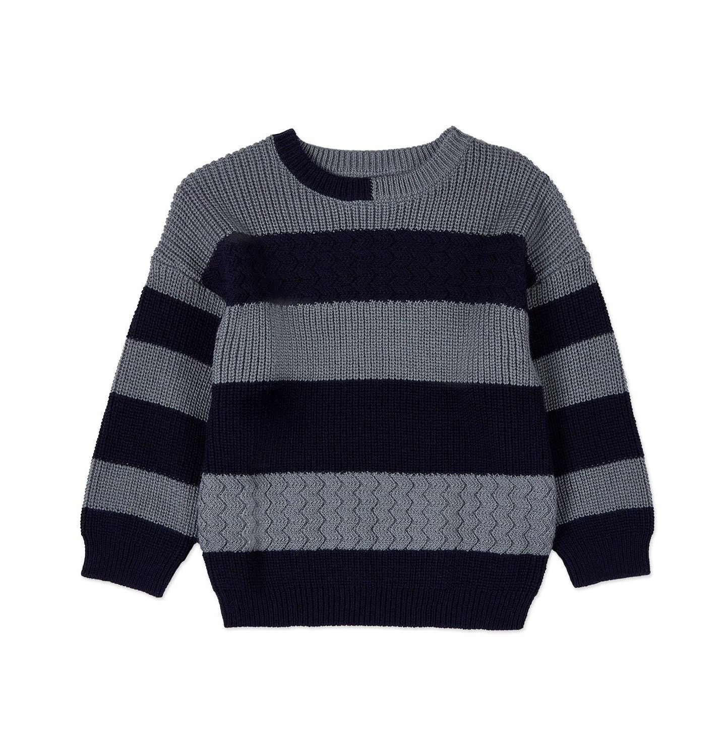 Свитер MeMoi 2-Tone Striped Cotton Rich Knit Pullover для мальчиков-малышей, цвет: Тёмно-синий — фото 1