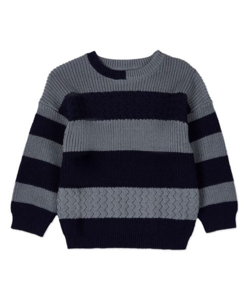 Свитер MeMoi 2-Tone Striped Cotton Rich Knit Pullover для мальчиков-малышей, цвет: Тёмно-синий