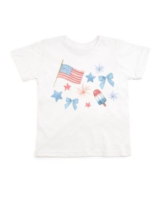 Toddler Girls Patriotic Watercolor Short Sleeve T-Shirt