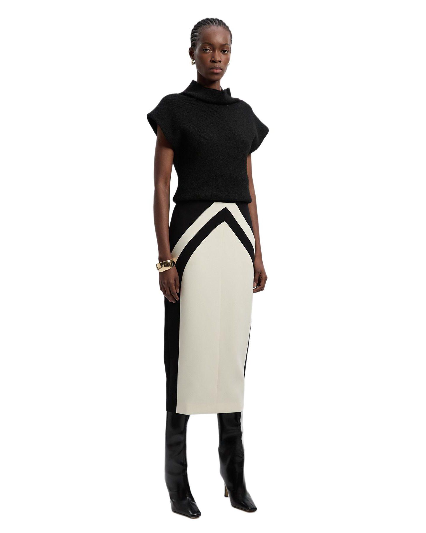 Женская юбка Karen Millen Colour Block Pencil Midi, цвет: Mono — фото 2