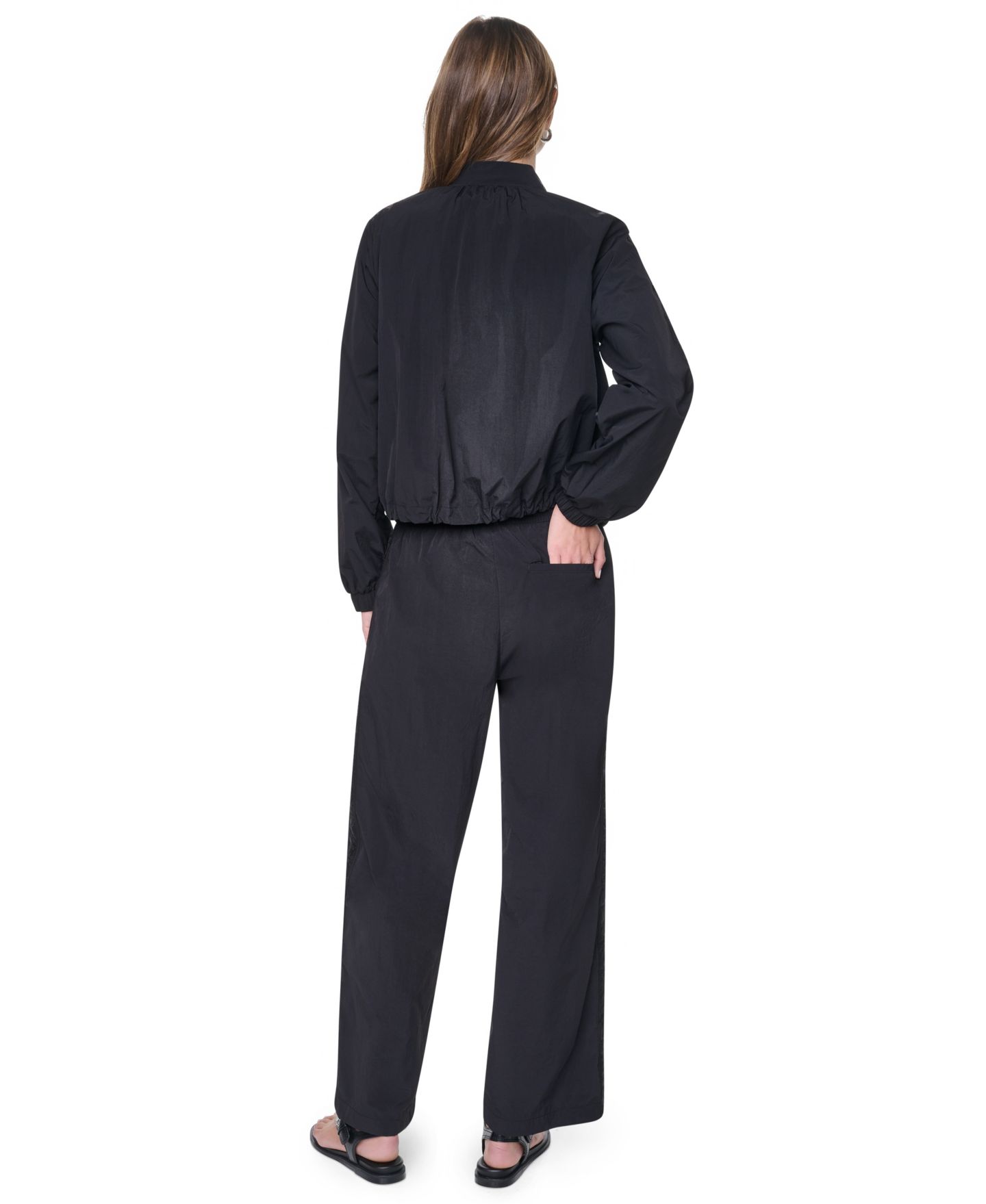 Женская куртка DKNY Logo Trim Rumpled Bomber Tech, цвет: Чёрный — фото 6