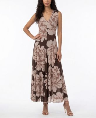 Women's V-Neck Floral Stretch Knit Dress