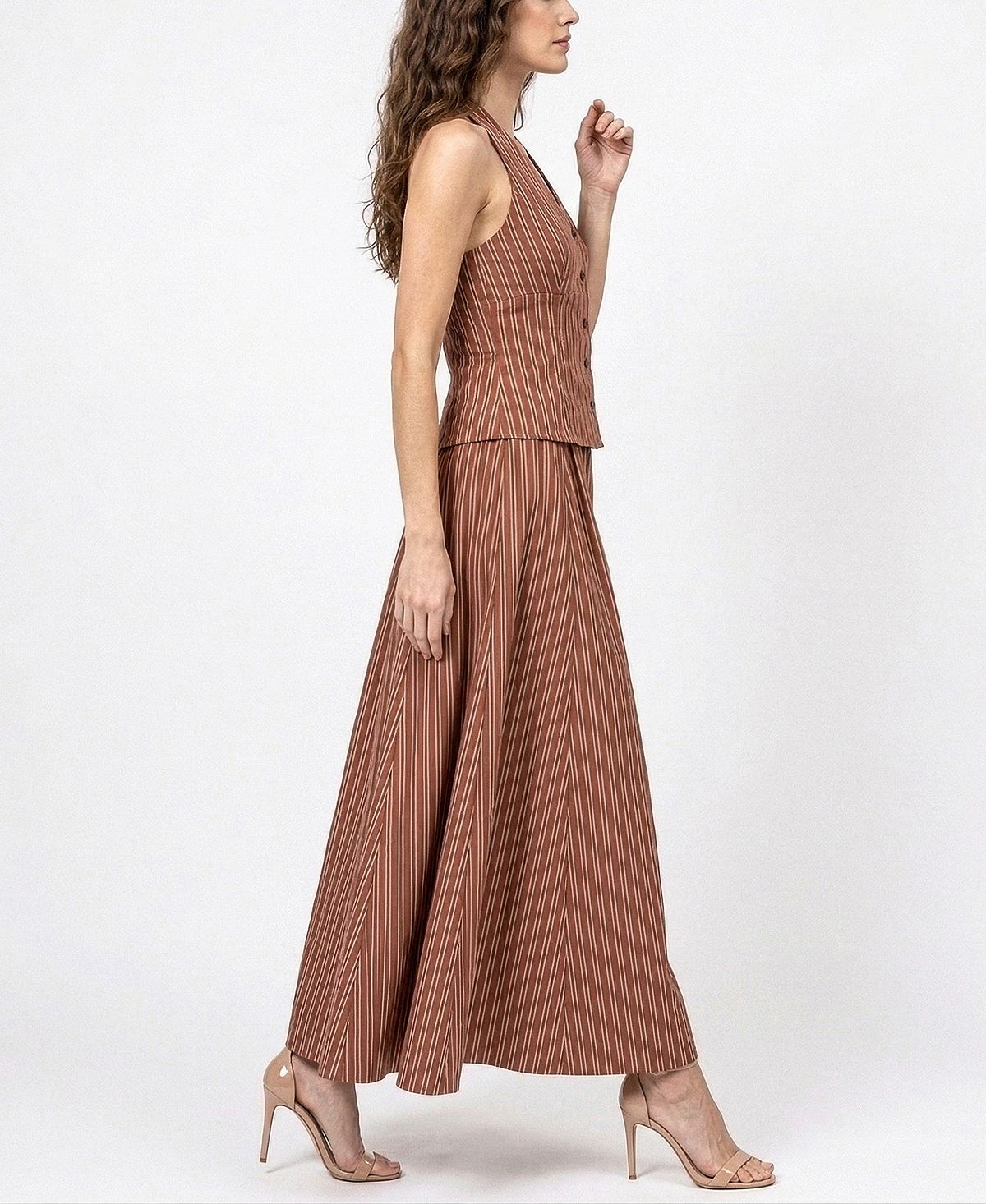 Taylor Women's Striped Drop Waist V-Neck Dress view 2 — MAYCSS fashion products