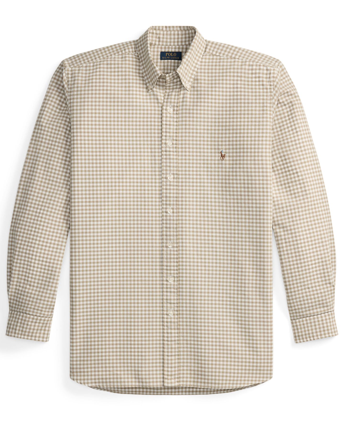 Мужская рубашка Polo Ralph Lauren Big & Tall Iconic Oxford, цвет: Бежевый / Белый — фото 5