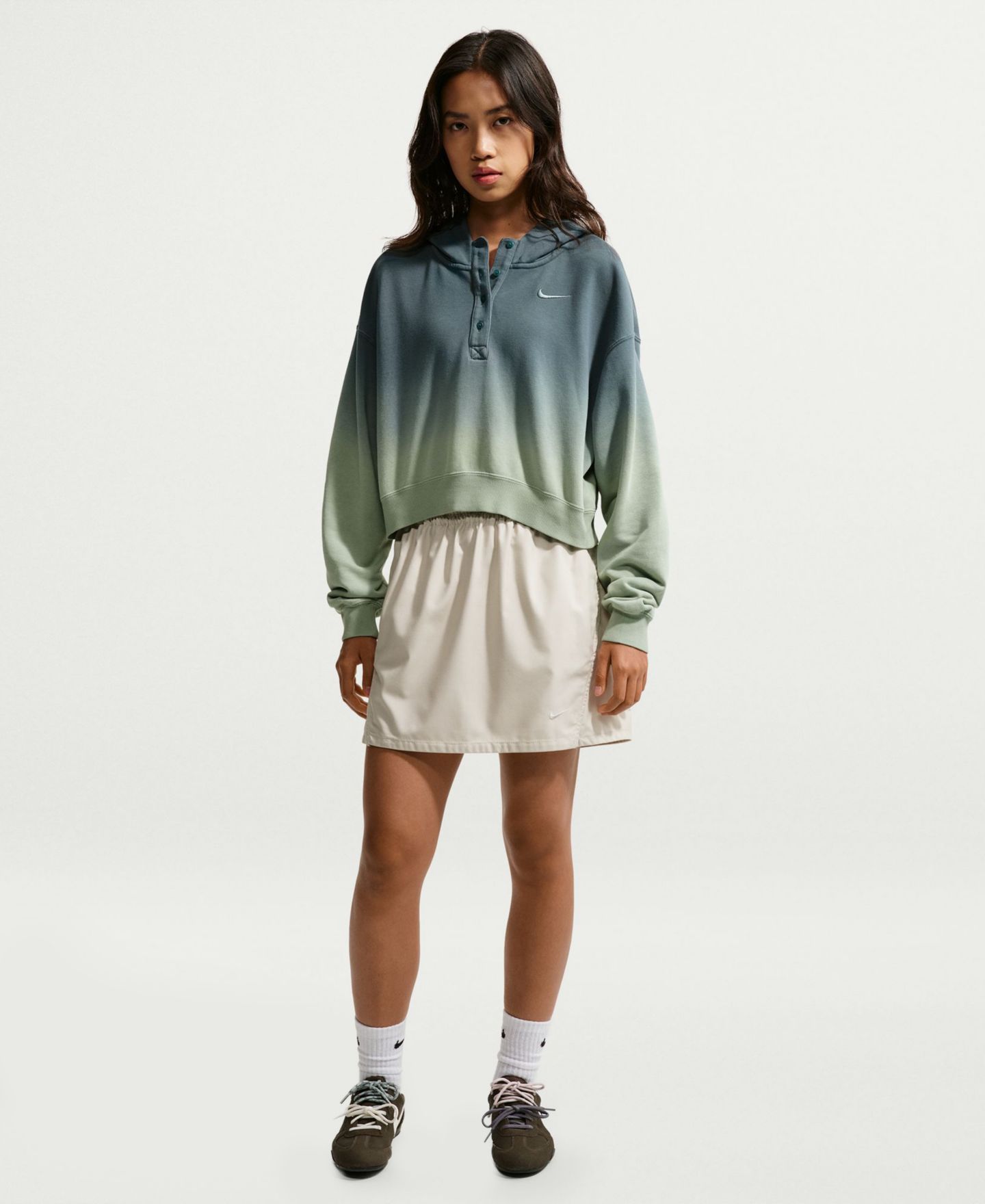 Женское худи Nike Sportswear Phoenix Fleece Oversized Henley, цвет: Синий — фото 18