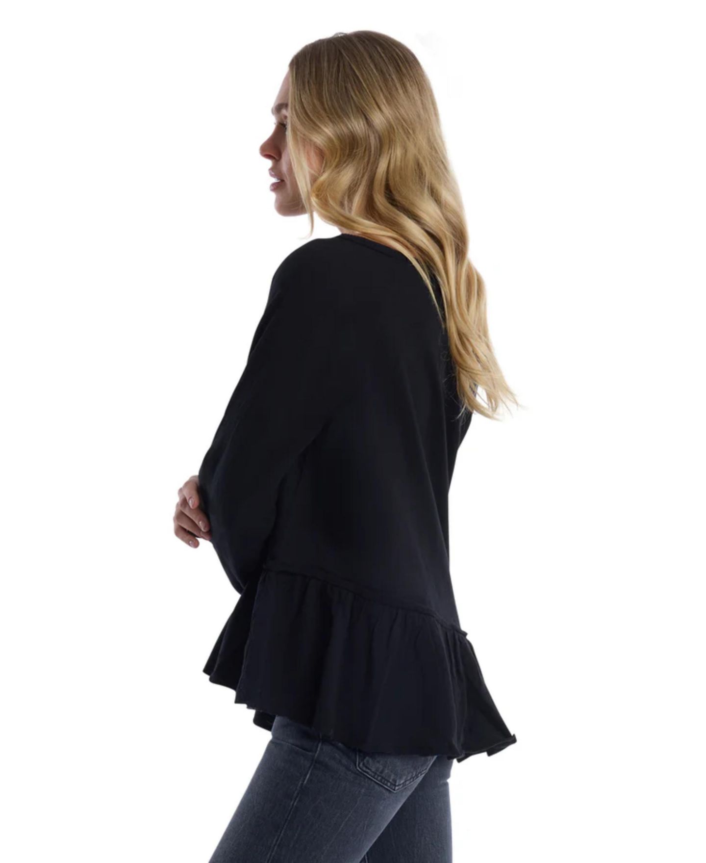 Женский топ WILT Clothing Raglan Long Sleeve Asymmetric Peplum, цвет: Тёмный инжирный — фото 3